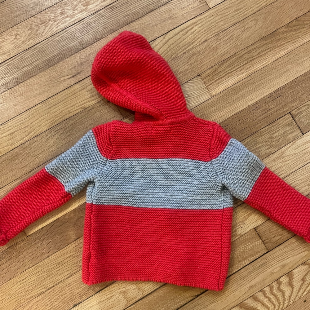 Mini Boden Button Sweater Red and Gray - Picture 6 of 6